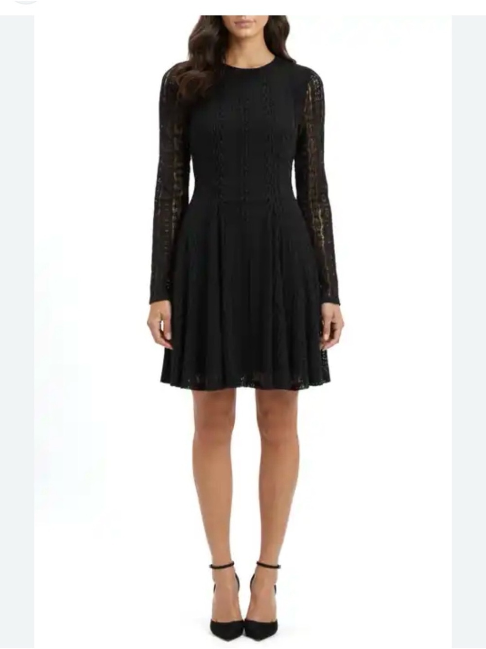ANTONIO MELANI Black Long-Sleeve Lace Fit & Flare Dress